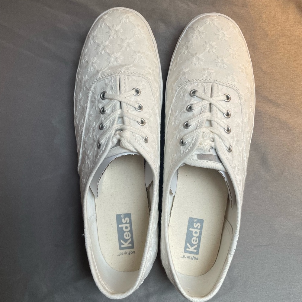 Keds White Floral Lace Sneakers